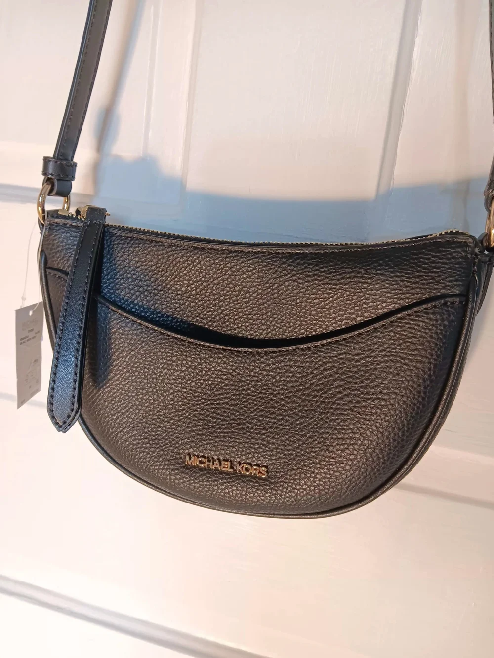 Michael Kors Black Leather Crescent Crossbody Bag